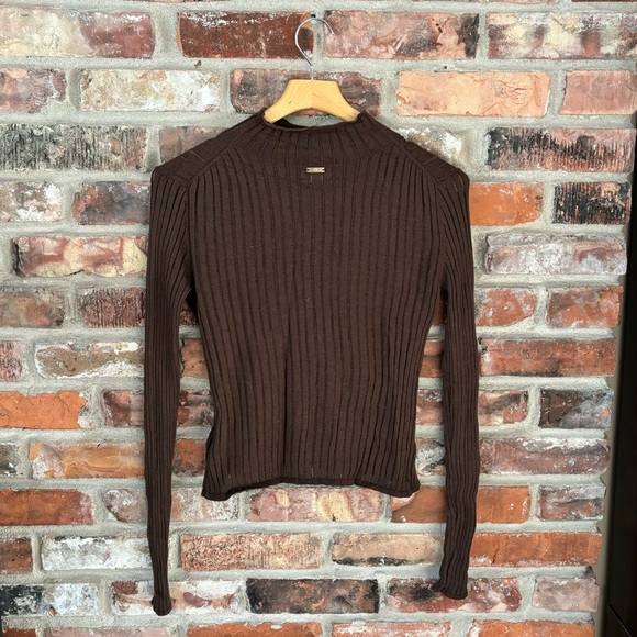 Gap x Cult Gaia Brown Wool Long Sleeve Sheer Shirt Top, M - Picture 7 of 8